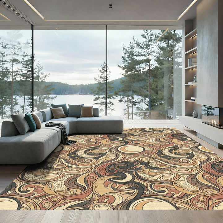 Nautical Celestial Swirls Moon Stars Rug