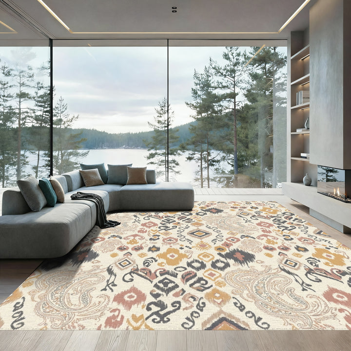 Earthy Boho Paisley Medallion Mix Rug