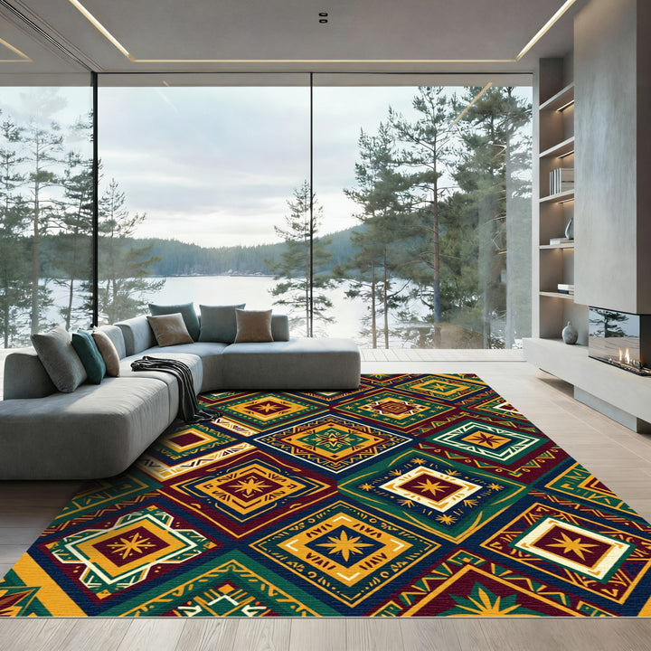 Geometric Diamond Medallion Rug