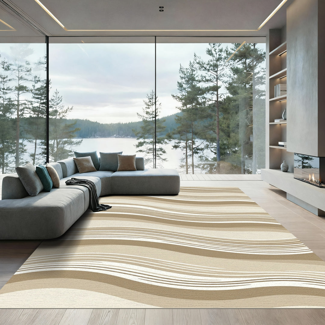 Sand Swirl Abstract Wave Rug