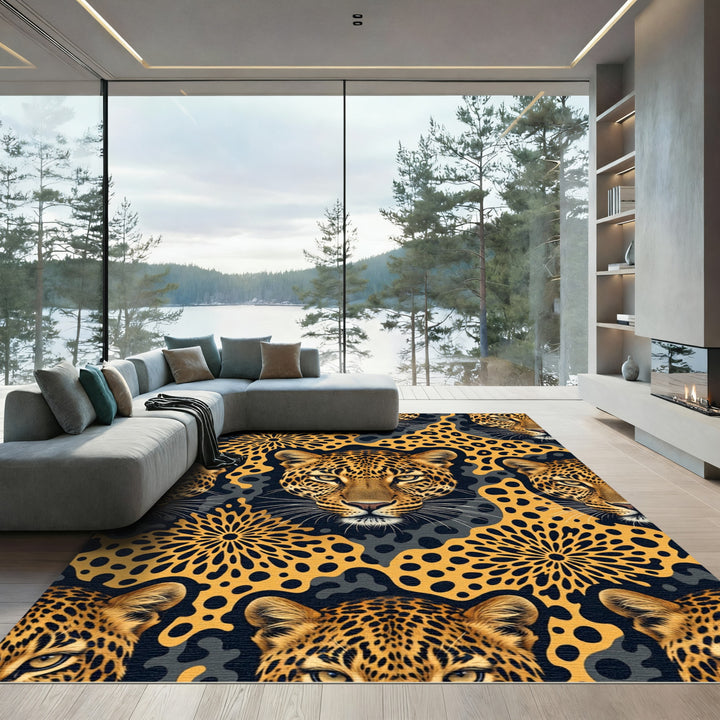 Exotic Leopard Spots Sunburst Rug