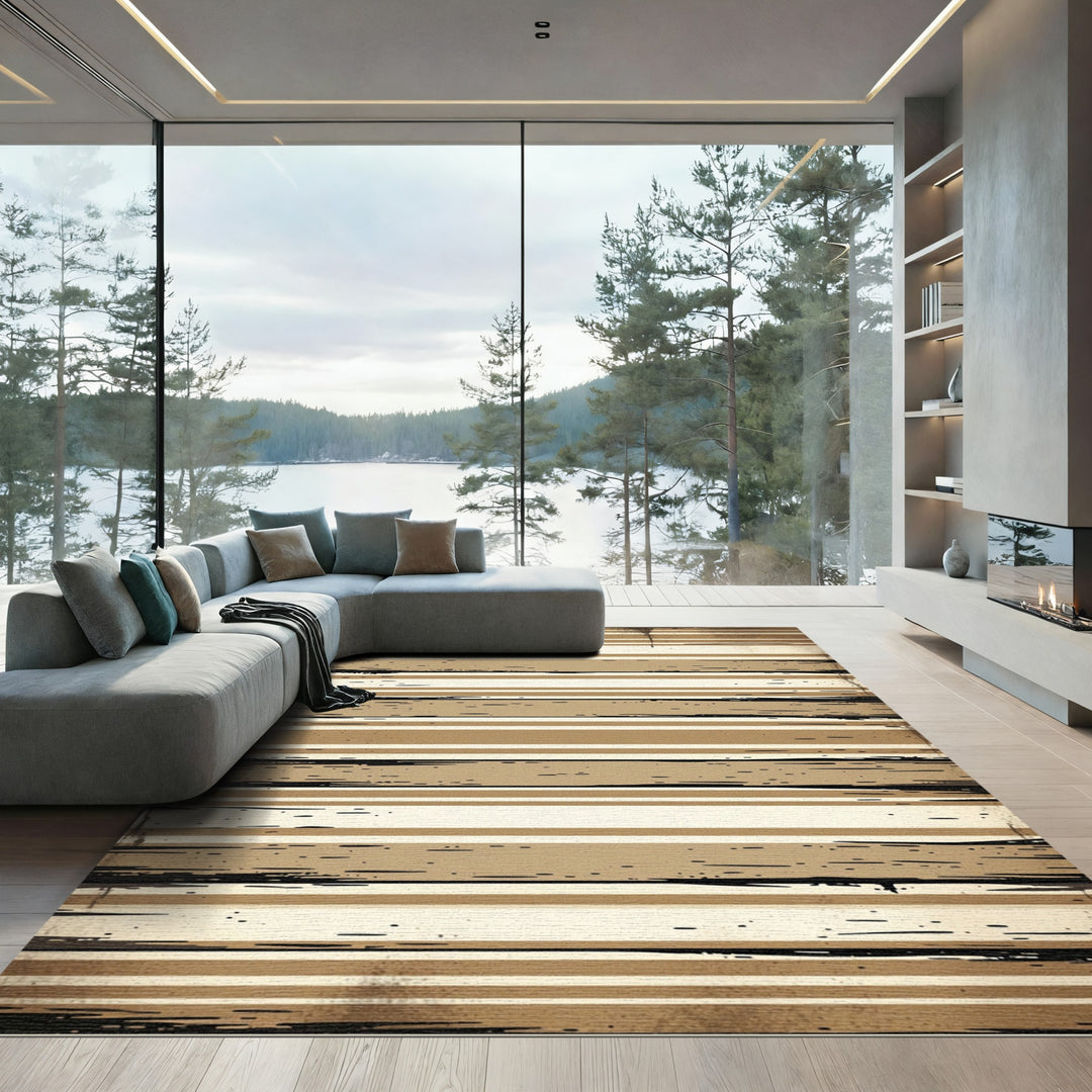 Textured Earthy Stripe Rug