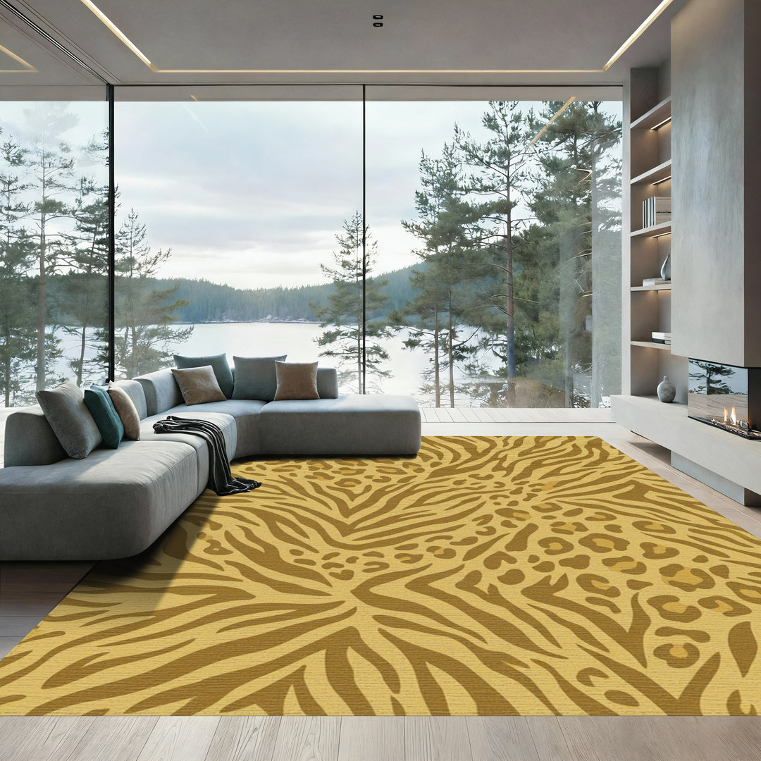 Golden Leopard Zebra Mix Rug