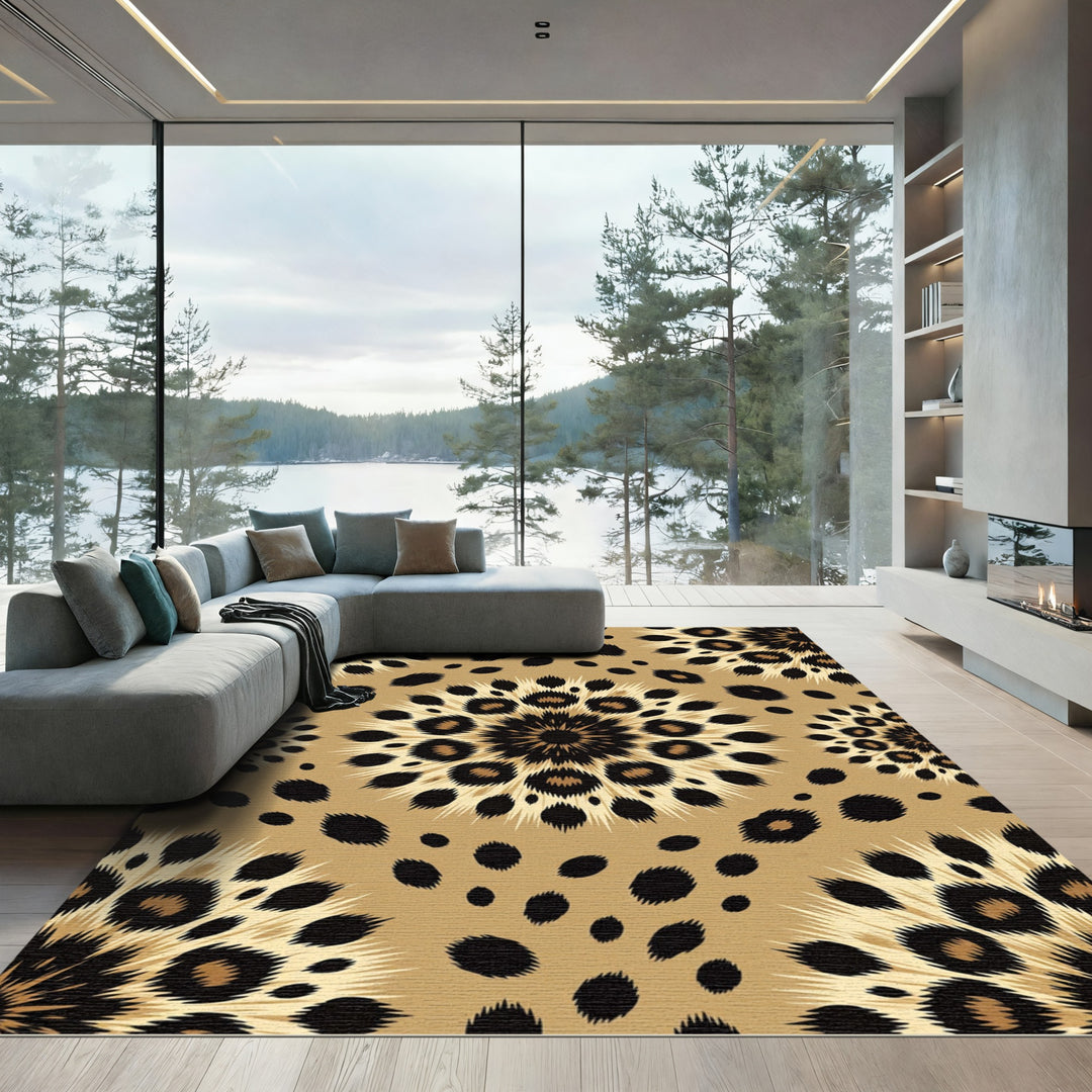 Abstract Leopard Print Mandalas Rug