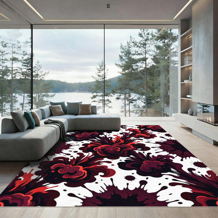 Crimson Smoke Burst Rug