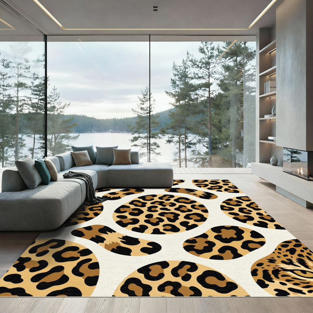 Wild Leopard Spots Oval Rug