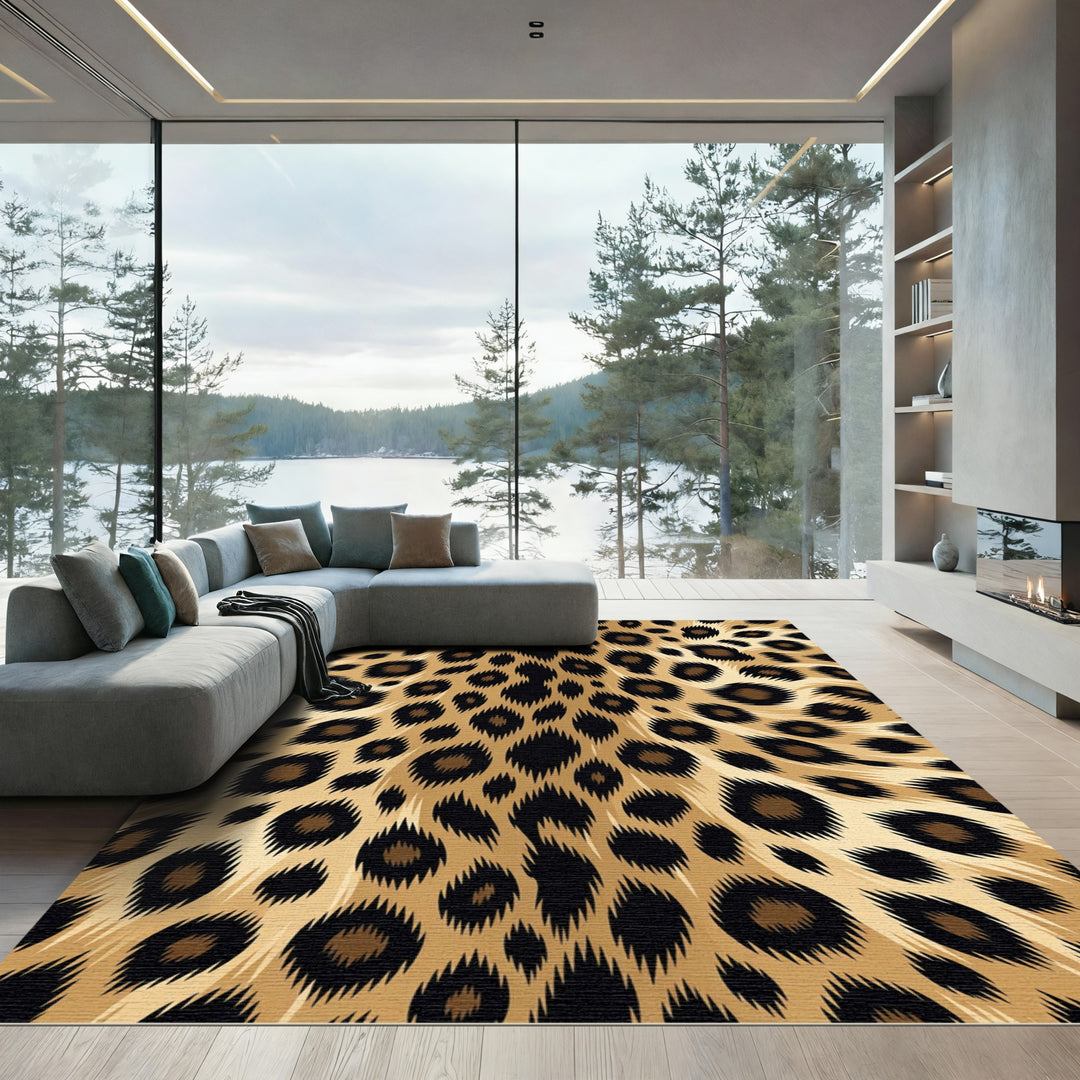Leopard Spot Golden Faux Fur Rug