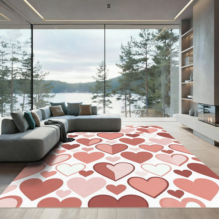 Pink and Red Hearts Love Rug