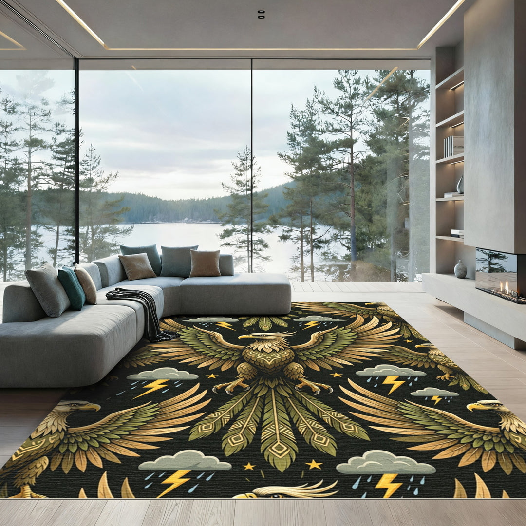 Majestic Golden Eagle Storm Cloud Rug