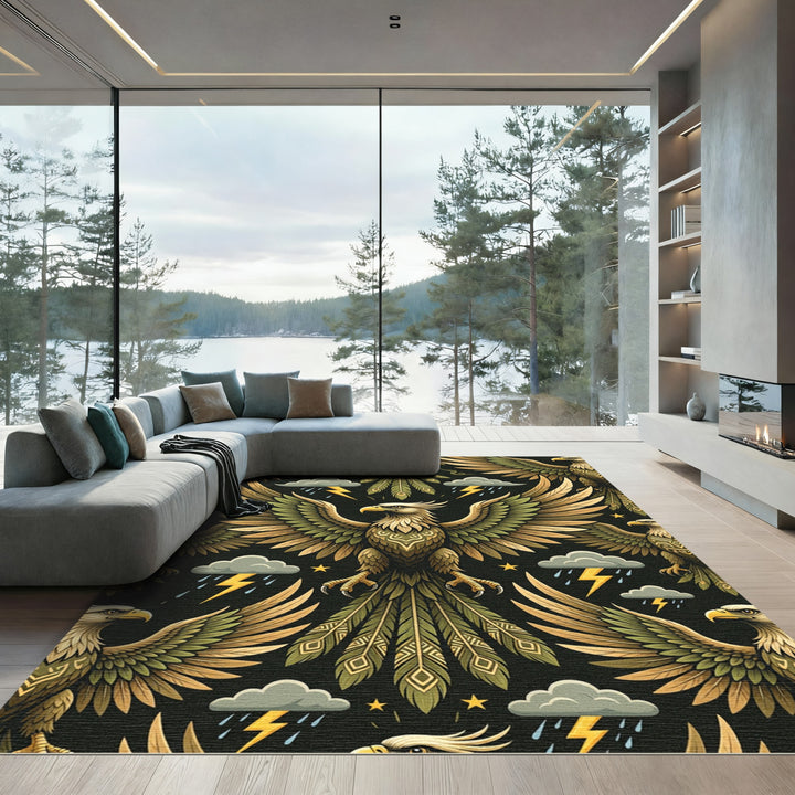 Majestic Golden Eagle Storm Cloud Rug