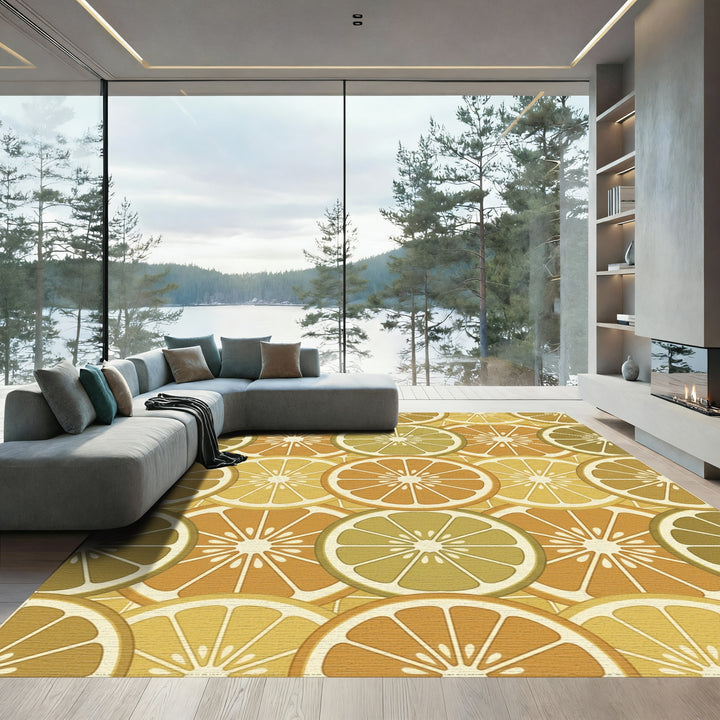 Citrus Slices Warm Tones Abstract Rug