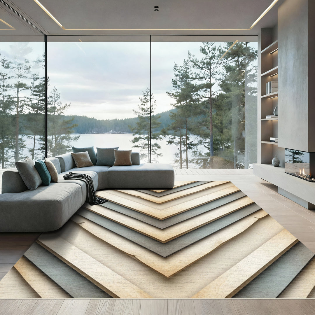 Chevron Paper Aged Texture Rug