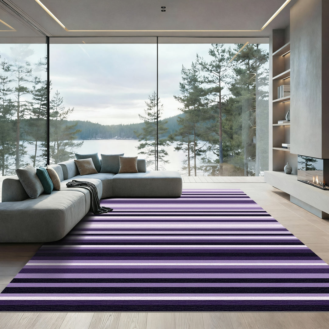 Elegant Purple Gradient Stripe Rug