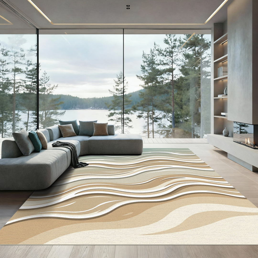 Coastal Abstract Wave Rug