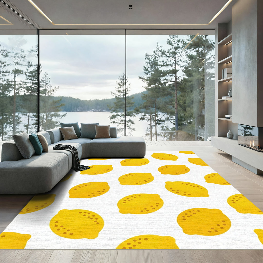 Bright Yellow Lemon Slice Rug