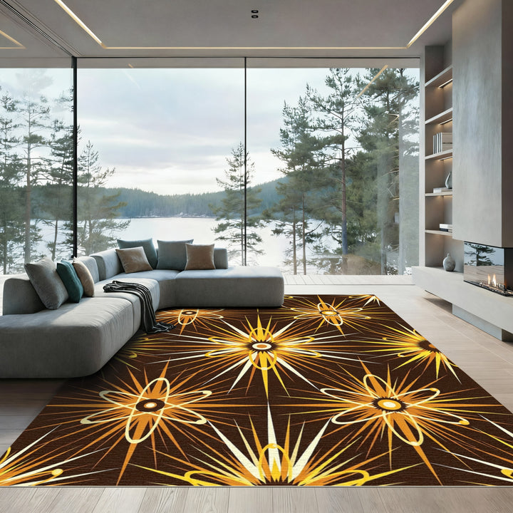 Atomic Orange Starburst Rug