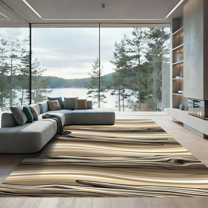 Natural Wood Grain Abstract Rug