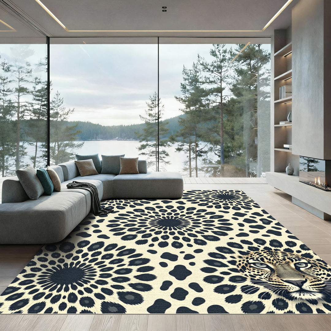 Leopard Sunburst Spots Area Rug