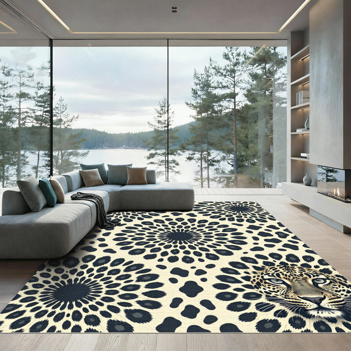 Leopard Sunburst Spots Area Rug