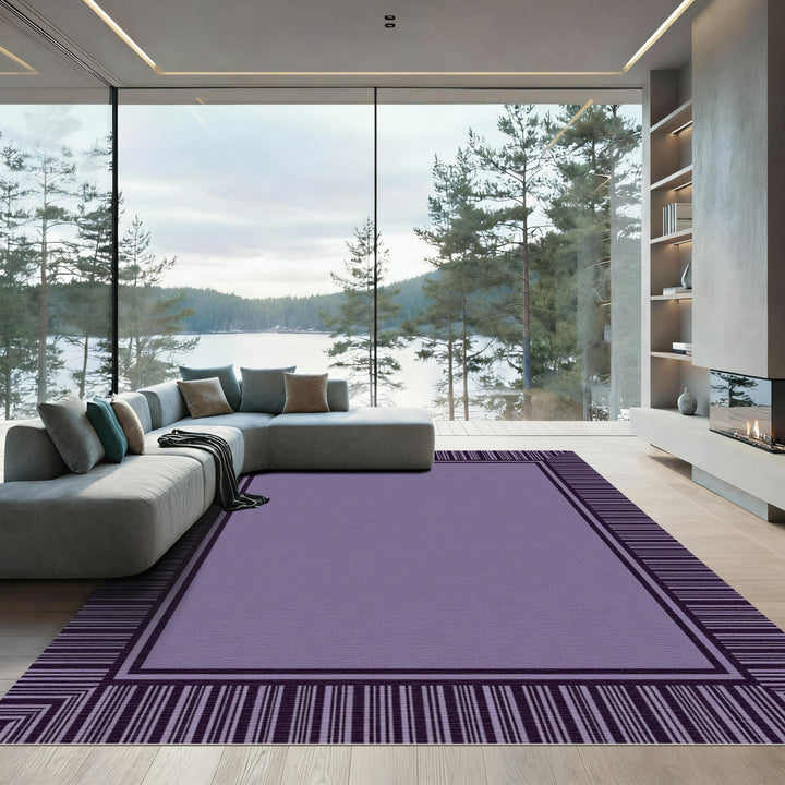 Amethyst Stripes Border Framing Lavender Rug
