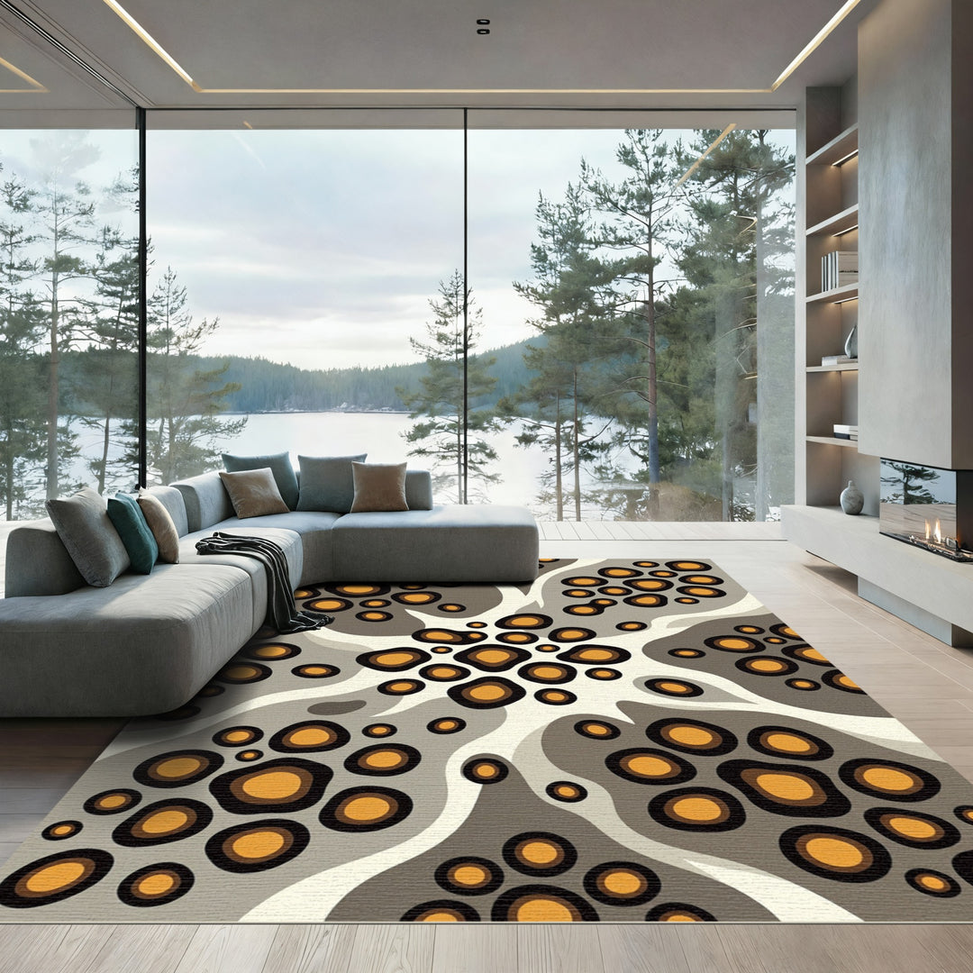 Brown Orange Organic Spots Rug