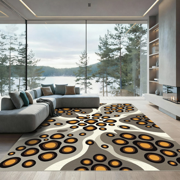 Brown Orange Organic Spots Rug