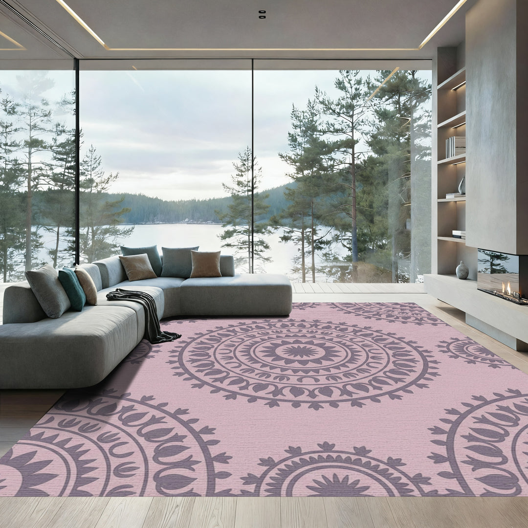 Ornate Lavender Mandala Medallion Rug