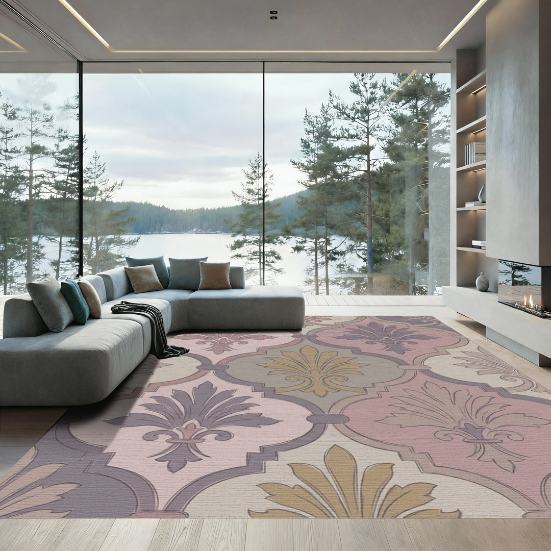 Pastel Fleur de Lis Arabesque Rug