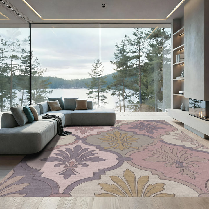 Pastel Fleur de Lis Arabesque Rug