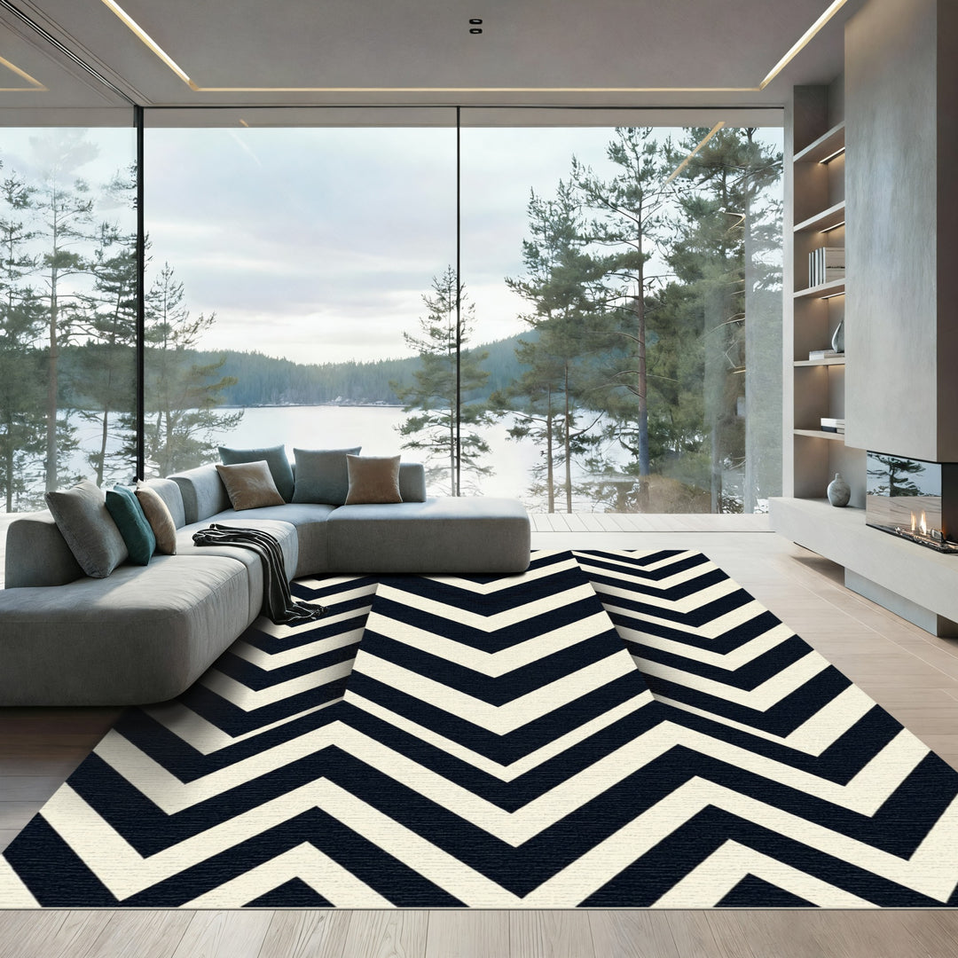 Black Cream Classic Chevron Rug