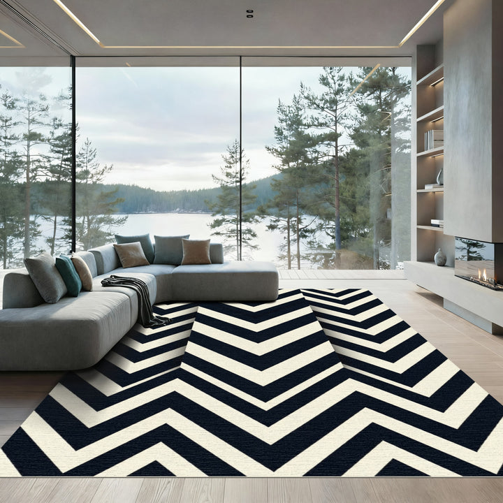 Black Cream Classic Chevron Rug