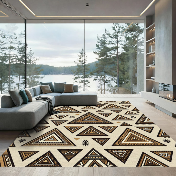 Tribal Geometric Triangle Earth Tones Rug