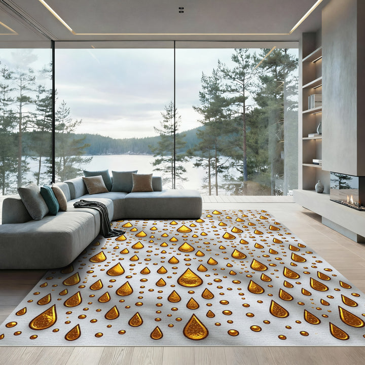 Golden Dripping Tears Scatter Rug