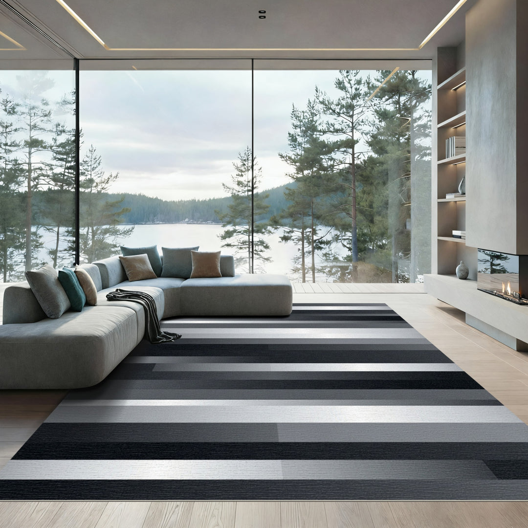 Modern Horizontal Gradient Stripe Rug