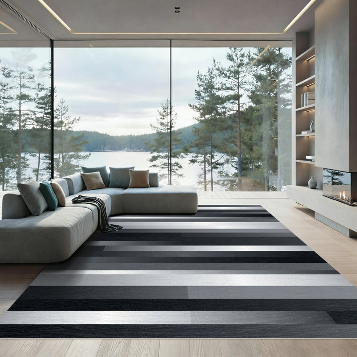 Modern Horizontal Gradient Stripe Rug