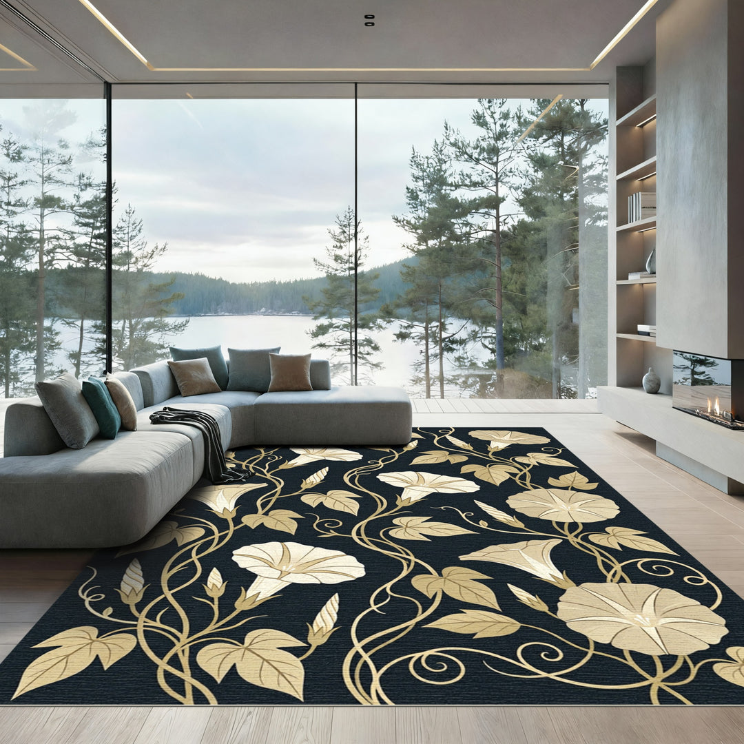 Golden Morning Glory Vine Rug