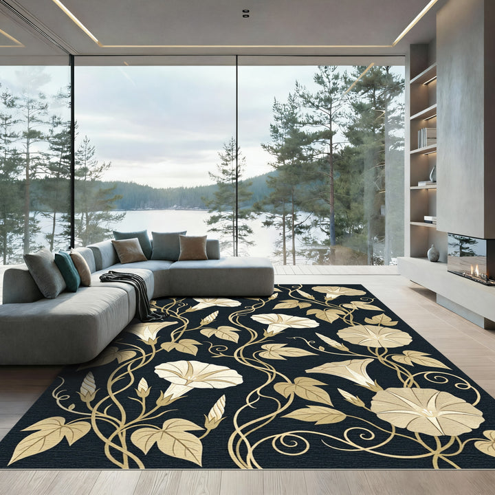Golden Morning Glory Vine Rug