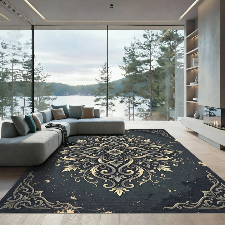Elegant Antique Gold Floral Rug