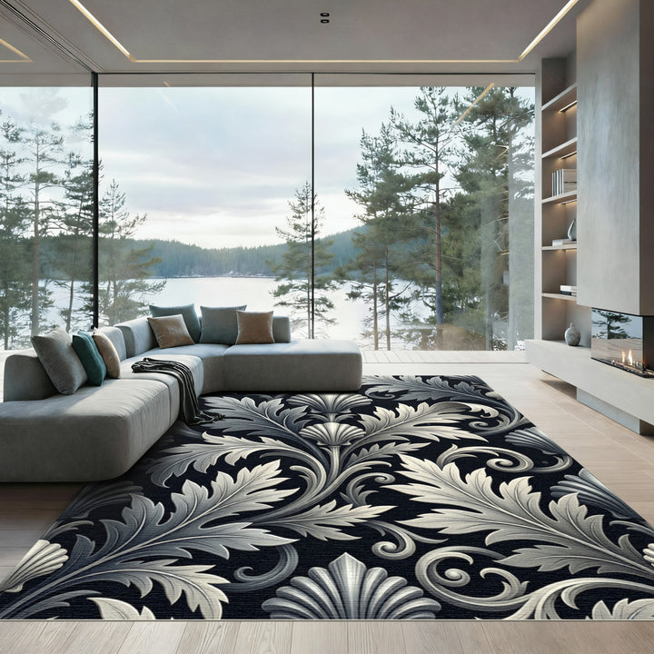 Monochromatic Acanthus Leaf Scroll Rug