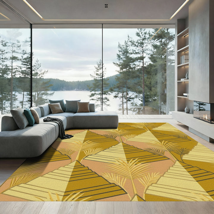 Terracotta Palm Pyramid Geometric Rug