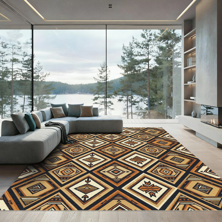 Geometric Earth Tone Diamond Rug