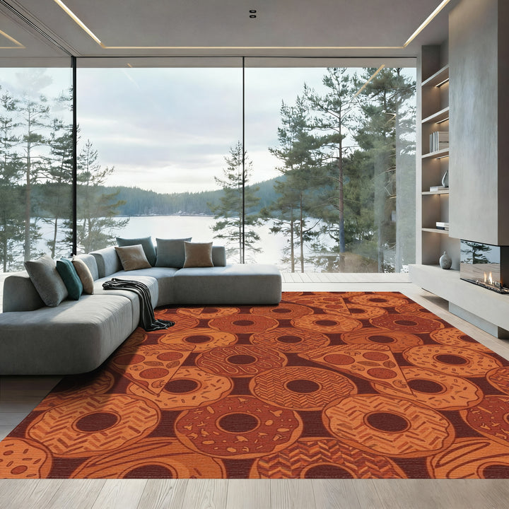 Terracotta Donut Pizza Collage Rug