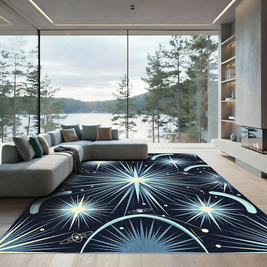 Cosmic Starburst Galaxy Swirls Rug