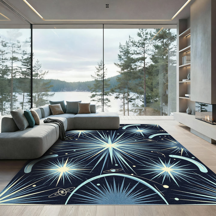 Cosmic Starburst Galaxy Swirls Rug