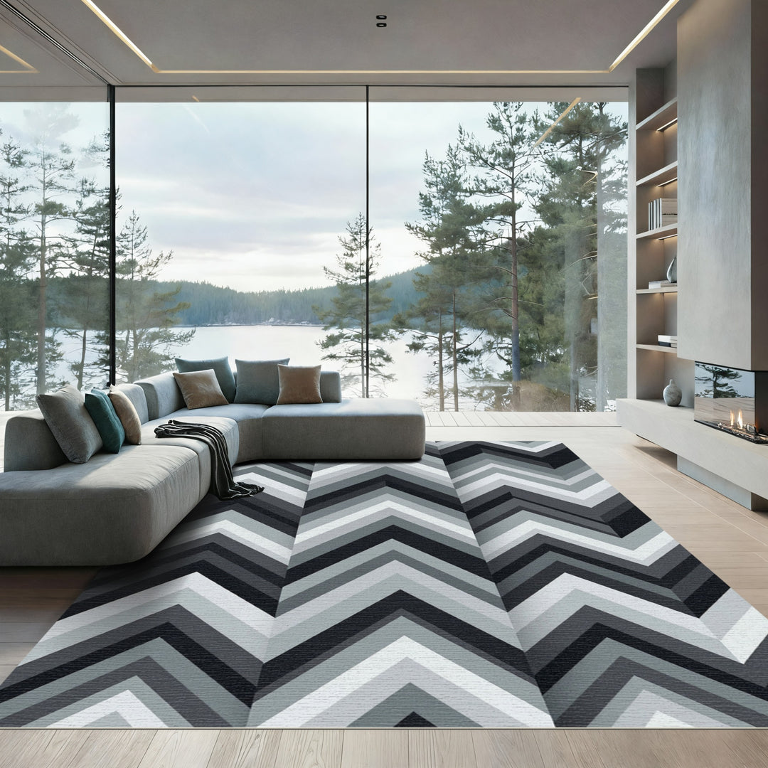 Monochromatic Chevron Accent Rug