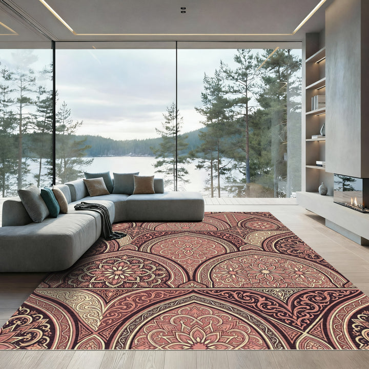 Rose Gold Medallion Archways Composition Rug