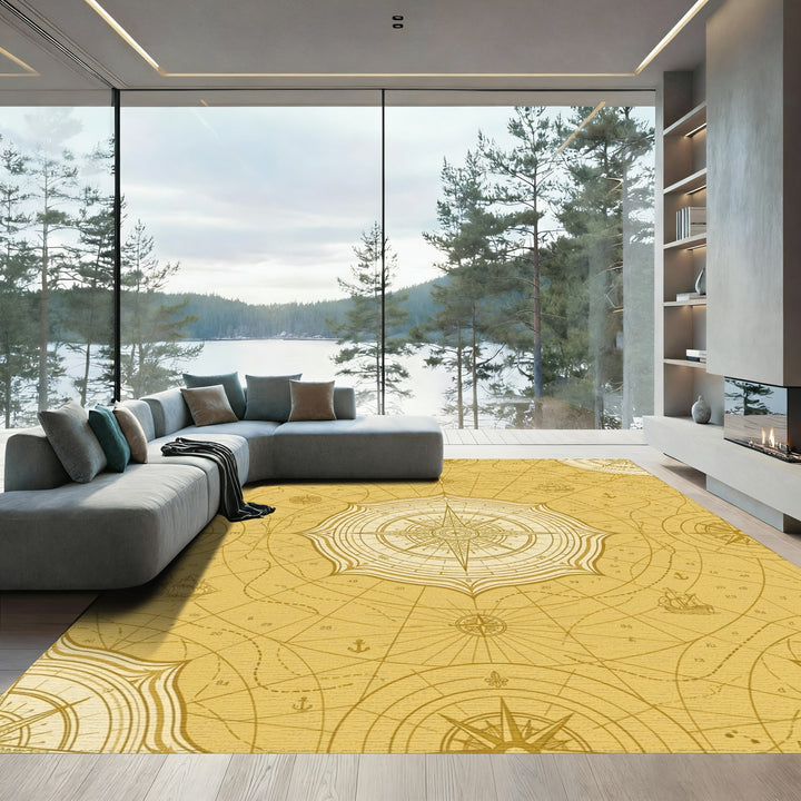 Nautical Compass Antique Map Rug