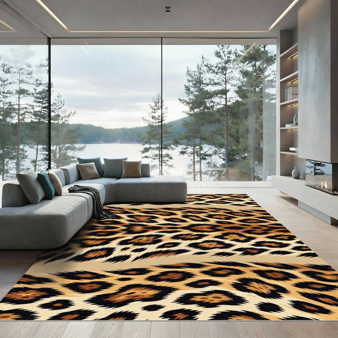 Seamless Faux Leopard Fur Texture Rug