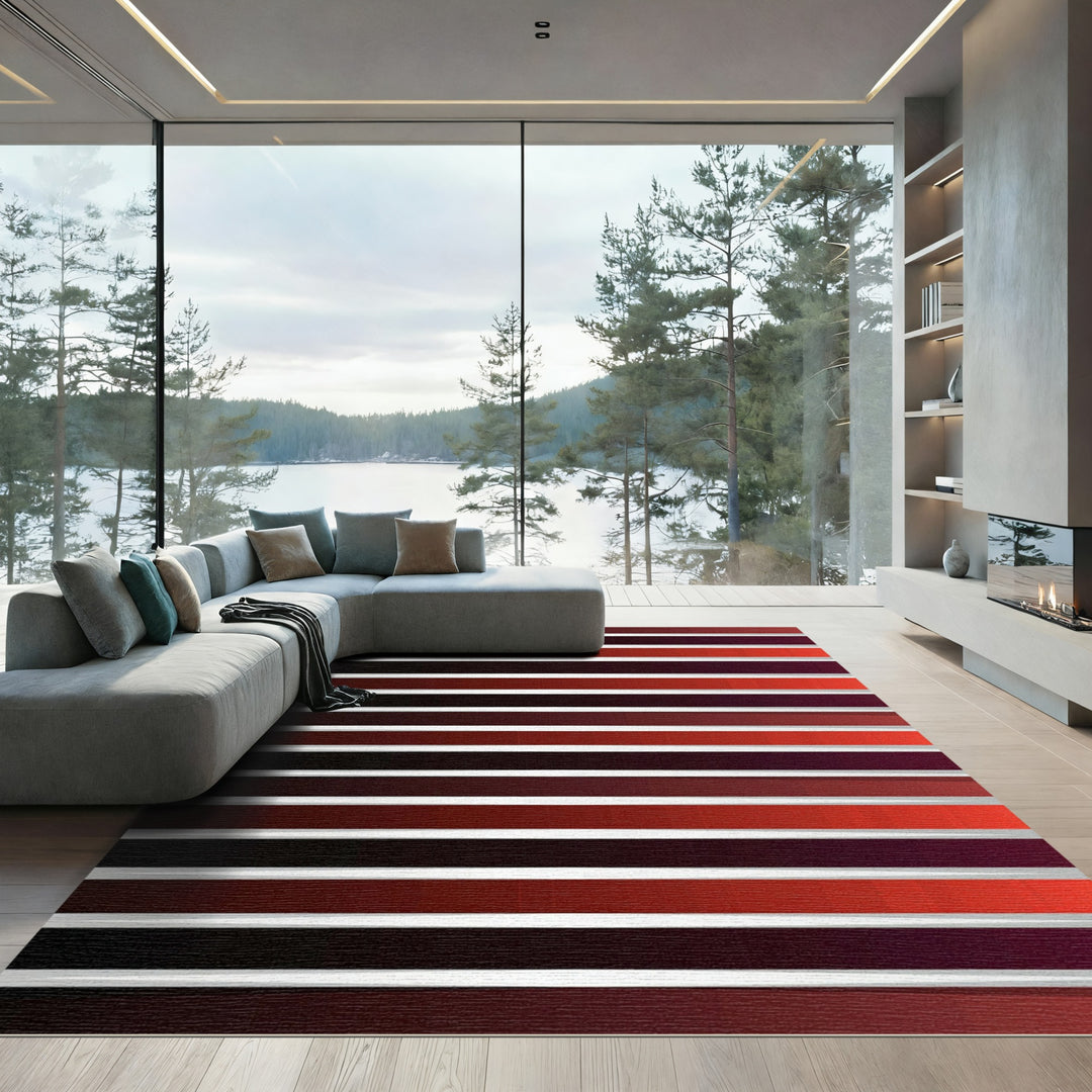 Crimson Red Gradient Stripe Rug