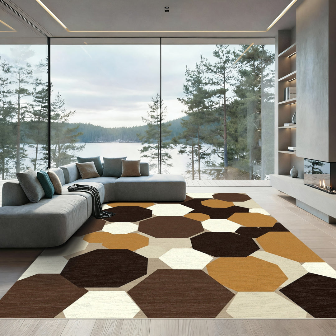 Earthy Octagon Mosaic Collage Rug